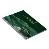 Personalized Signature Emerald Green Gold Agate Notizblock (Rechte Seite)