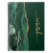 Personalized Signature Emerald Green Gold Agate Notizblock (Vorderseite)