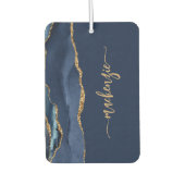 Personalized Signature Navy Blue Gold Agate Autolufterfrischer (Vorderseite)