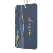 Personalized Signature Navy Blue Gold Agate Autolufterfrischer (Links)