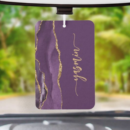 Personalized Signature Purple Gold Agate Autolufterfrischer