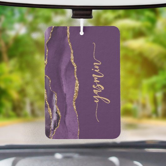 Personalized Signature Purple Gold Agate Autolufterfrischer