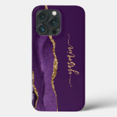 Personalized Signature Purple Gold Agate Case-Mate iPhone Hülle (Rückseite)