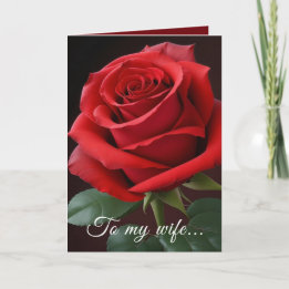 Personalized Signature Red Rose Card for Wife Feiertagskarte