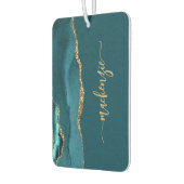 Personalized Signature Teal Blue Gold Agate Autolufterfrischer (Links)