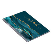 Personalized Signature Teal Blue Gold Agate Notizblock (Rechte Seite)