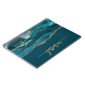 Personalized Signature Teal Blue Gold Agate Notizblock (Linke Seite)
