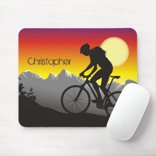 Personalized Silhouette Mountin Bike Mousepad (Mit Mouse)
