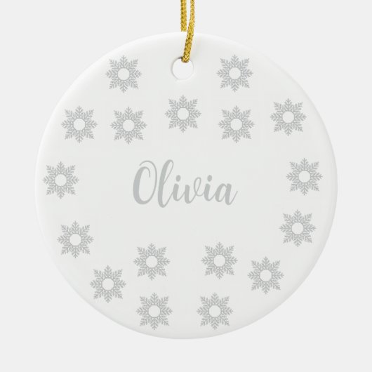 Personalized Silver Christmas  Keramik Ornament (Vorne)