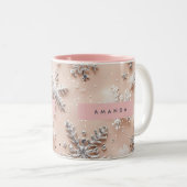Personalized Silver Glitter Snowflake Zweifarbige Tasse (VorderseiteRechts)
