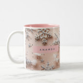 Personalized Silver Glitter Snowflake  Zweifarbige Tasse (Links)