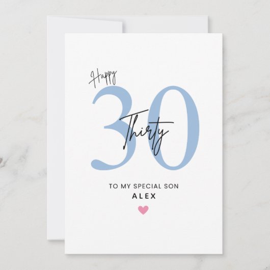 Personalized Simple 30th Birthday Card Son Karte (Vorderseite)