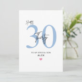 Personalized Simple 30th Birthday Card Son Karte (Stehend Vorderseite)