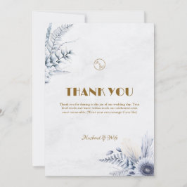 Personalized Simple Blue Flowers Wedding Dankeskarte
