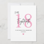 Personalized Simple Daughter 18th Birthday Card Karte (Vorderseite)