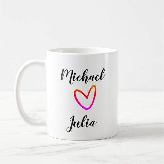 personalized simple minimal add your name red hear kaffeetasse (Links)