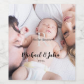 personalized simple monogram name first christmas weinetikett (Einzelnes Label)