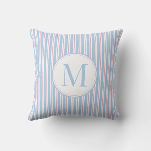 Personalized Simple Pastel Pink Blue Stripes  Kissen (Rückseite)