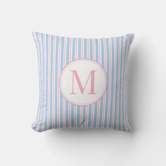 Personalized Simple Pastel Pink Blue Stripes  Kissen (Vorderseite)