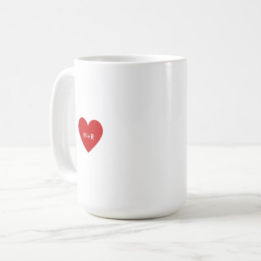 Personalized Simple Red Heart Kaffeetasse (Vorderseite Links)