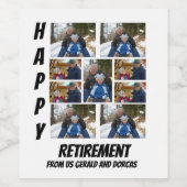 Personalized Simple Retirement 9 Photo Collage Weinetikett (Einzelnes Label)