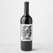 Personalized Simple Retirement 9 Photo Collage Weinetikett (Vorderseite)