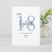 Personalized Simple Son 18th Birthday Card Karte (Stehend Vorderseite)