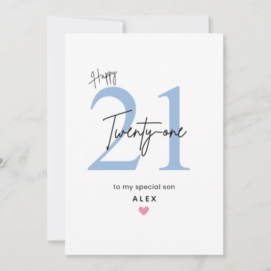 Personalized Simple Son 21st Birthday Card Karte (Vorderseite)