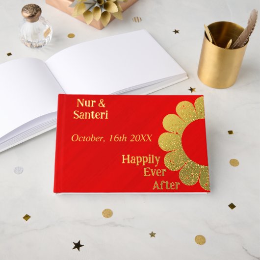 Personalized Simply Elegant Red Glamour Gästebuch (Vorderseite Offen)