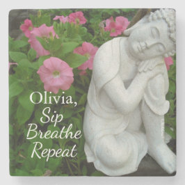 Personalized Sip Breathe Repeat Buddha Zen – Name Steinuntersetzer