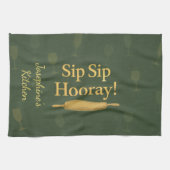 Personalized Sip Sip Hooray Wine Lover Tea Towel Geschirrtuch (Horizontal)