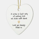 Personalized Sister Gold Heart Keepsake Keramik Ornament (Links)