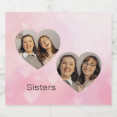 Personalized Sisters Heart-Shaped Photo Label Alkoholflaschenetikett (Einzelnes Label)