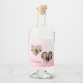 Personalized Sisters Heart-Shaped Photo Label Alkoholflaschenetikett (Vorderseite)