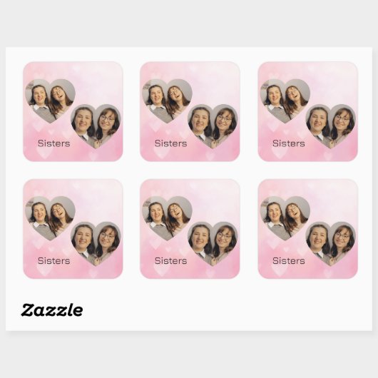 Personalized Sisters Heart-Shaped Photo Sticker (Blatt)