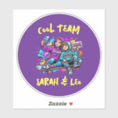 Personalized Skater Mom and Son Graffiti Art Round Aufkleber (Blatt)