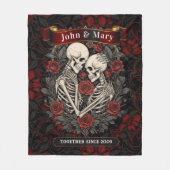 Personalized Skeleton Lovers Blanket | Gothic Wedd Fleecedecke (Vorderseite)