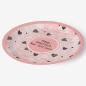 Personalized Sketch Hearts Valentine Tablescape Pappteller (Schrägansicht)
