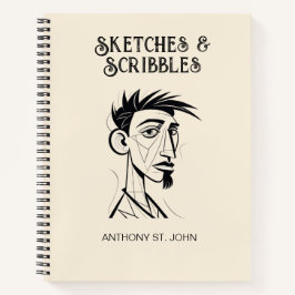 Personalized Sketches and Scribbles Notebook Notizblock