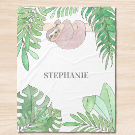 Personalized Sloth Girl Baby Blanket Fleecedecke