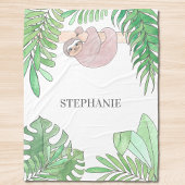 Personalized Sloth Girl Baby Blanket Fleecedecke