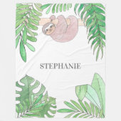 Personalized Sloth Girl Baby Blanket Fleecedecke (Vorderseite)