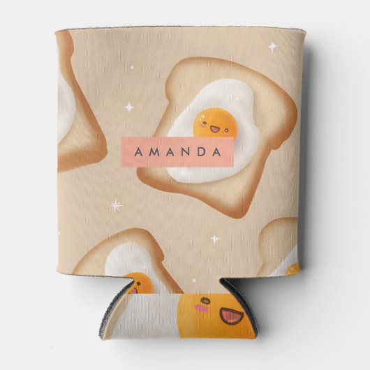 Personalized Smiley Toast and Egg Pattern Dosenkühler (Vorderseite)