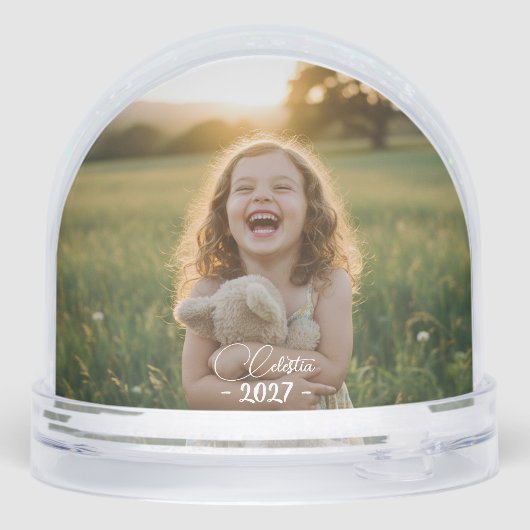 Personalized Snow Globe with Custom Photo and Name Schneekugeln (Rückseite)