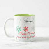 Personalized Snowflake Christmas Zweifarbige Tasse (Links)