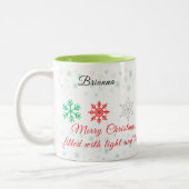 Personalized Snowflake Christmas Zweifarbige Tasse (Links)