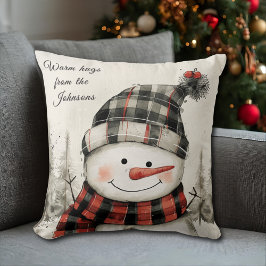 Personalized Snowman Christmas with Family Name Kissen