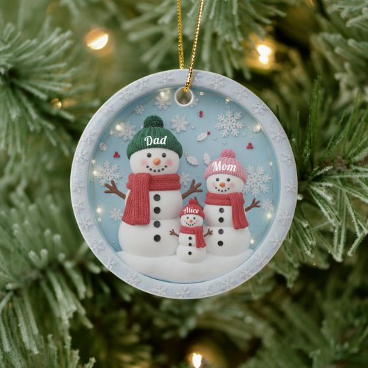 Personalized Snowman Family Ornament (Baum)
