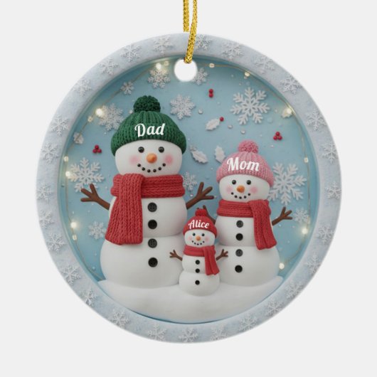 Personalized Snowman Family Ornament (Vorne)