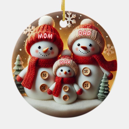 Personalized Snowman Family Ornament (Hinten)